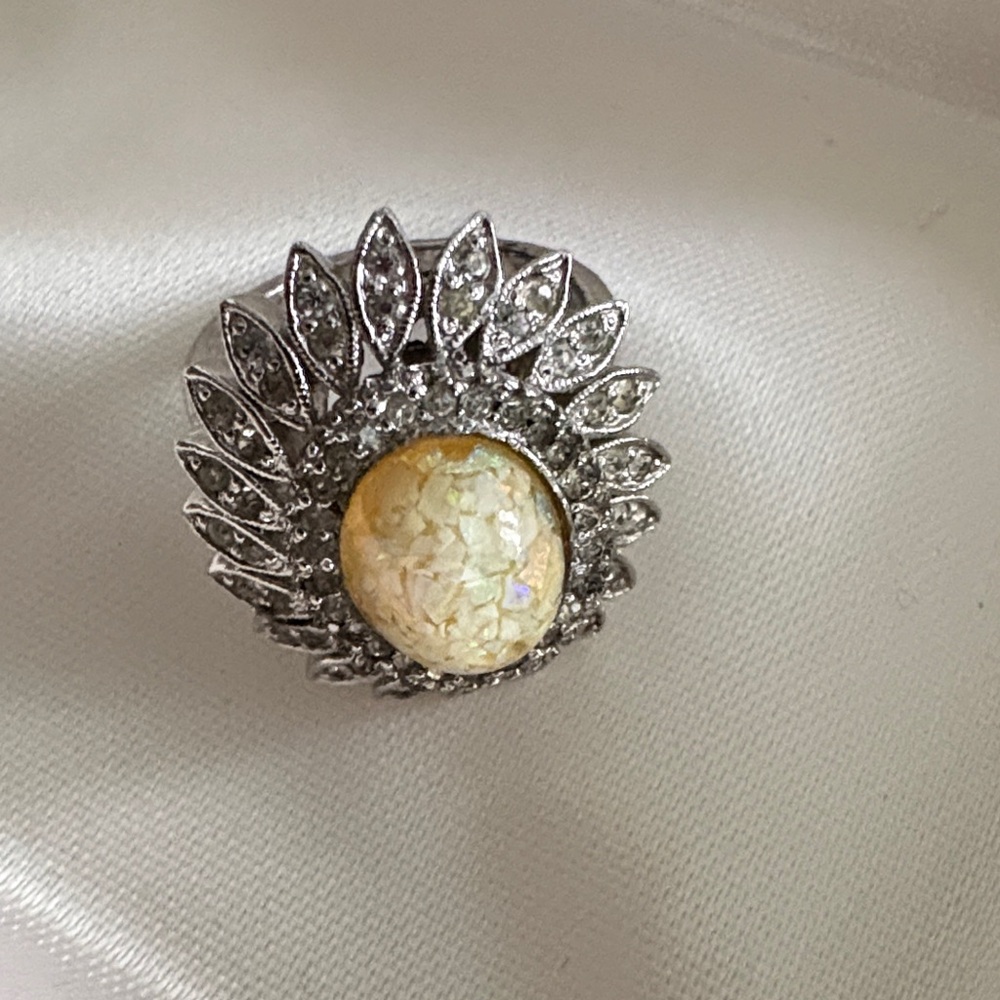 Estate Silver Ring with Opal Center
